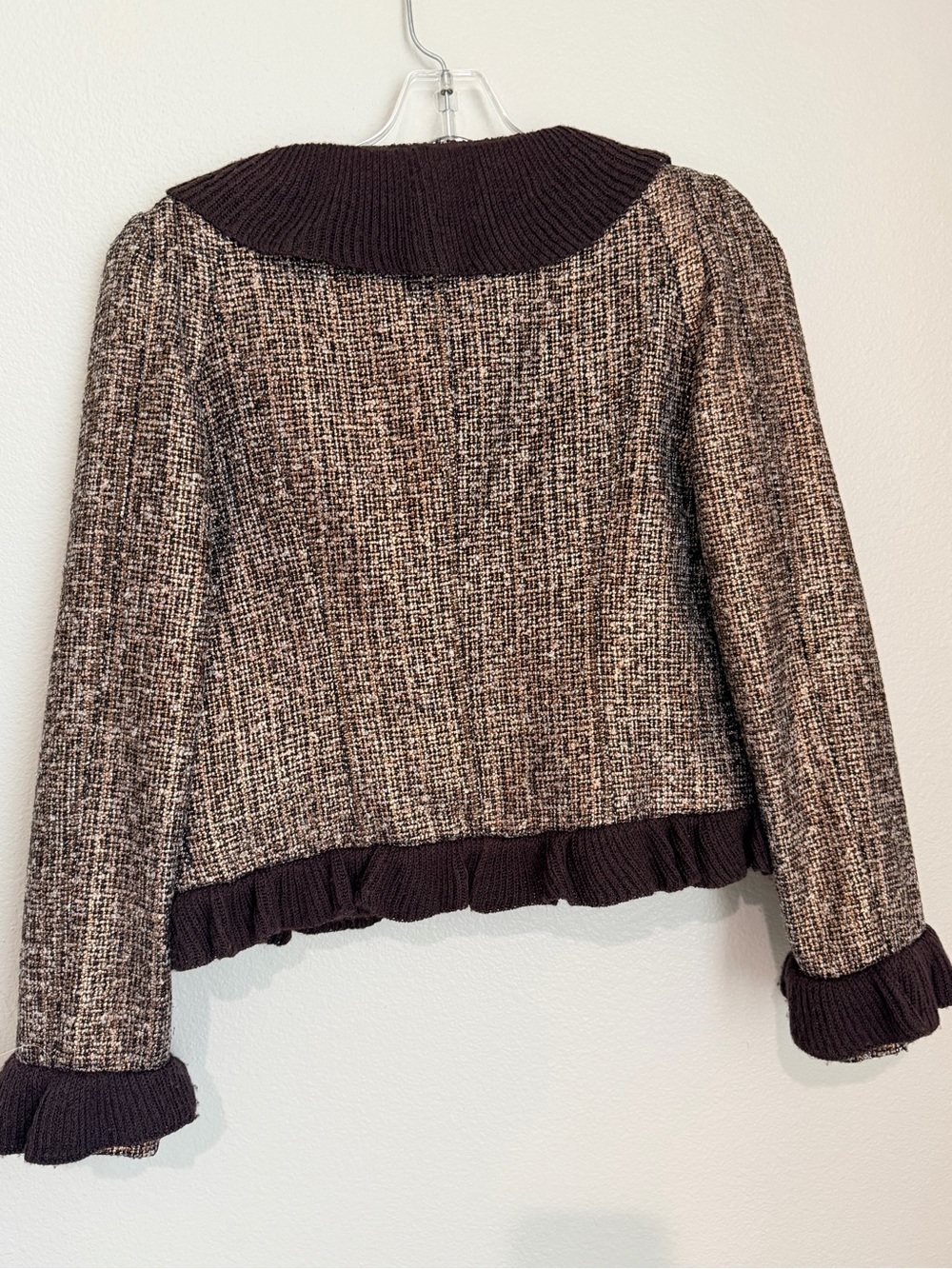 Magaschoni Metallic Tweed 2-Pc Skirt Suit Size 8 Gold Copper Sequin Trim - Picture 9 of 17